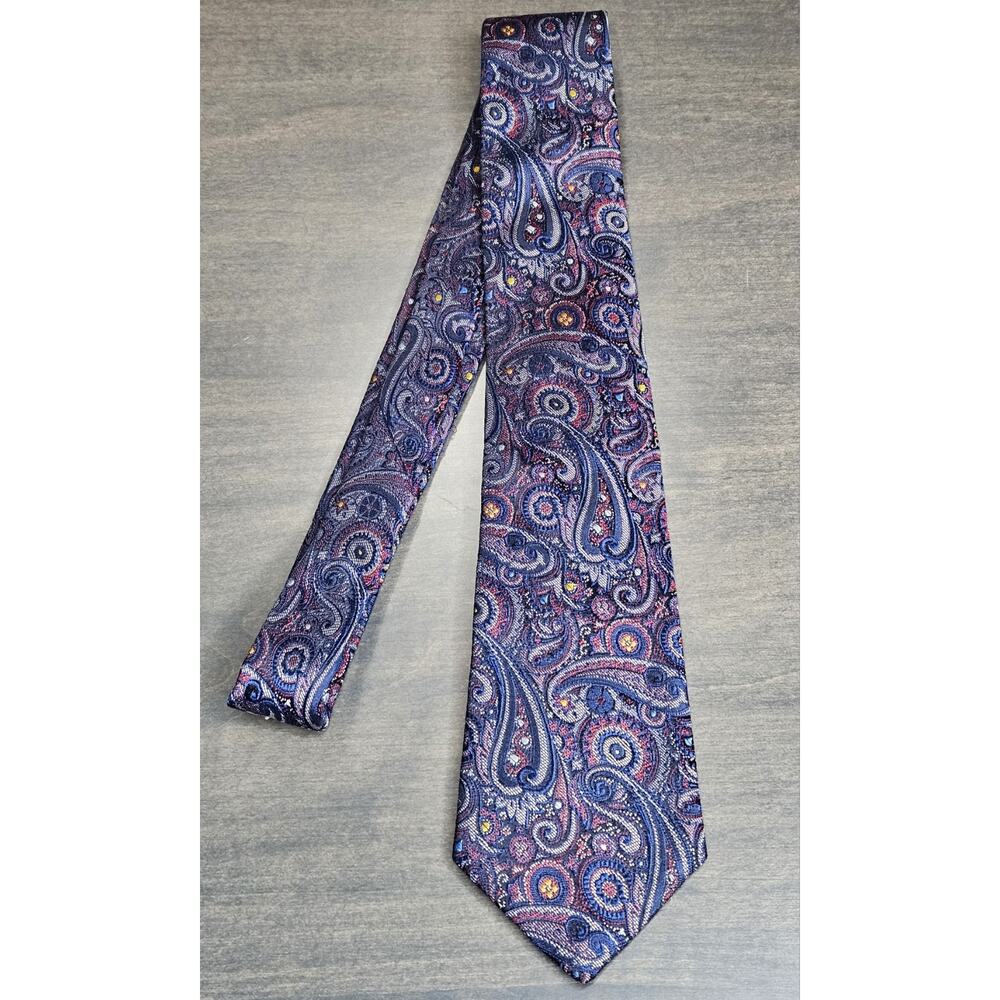 Don Loper Beverly Hills 100% Silk Purple Paisley Tie
